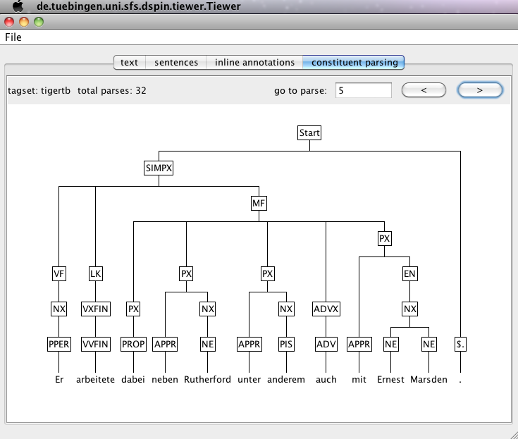 TIEWER parsing view